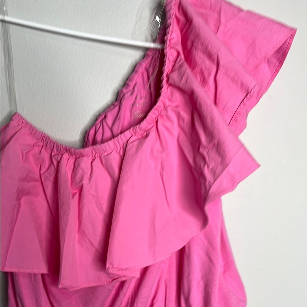 Pink Ruffled Off-Shoulder Women's Top - Picture 3 of 5